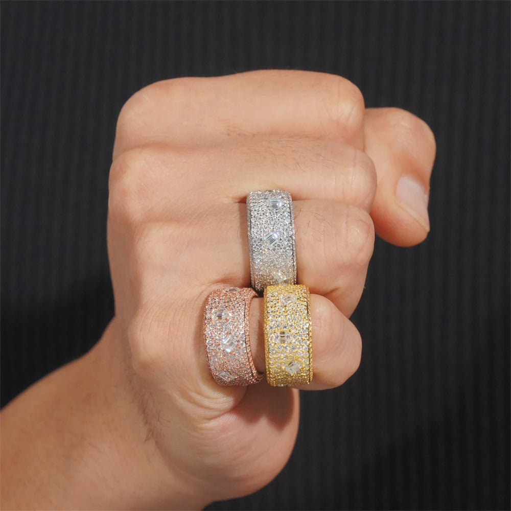 Moissanite Diamond Ring – Round Cut GRA Certified | 925 Sterling Silver Hip Hop Rock Engagement & Anniversary Fine Jewelry