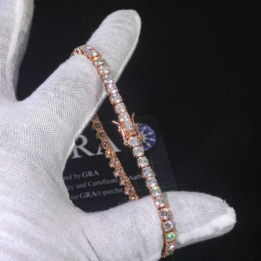 Moissanite Tennis Bracelet – VVS Iced Out Round Brilliant Cut Party Gift | 925 Sterling Silver Rose Gold Plated Jewelry for Women