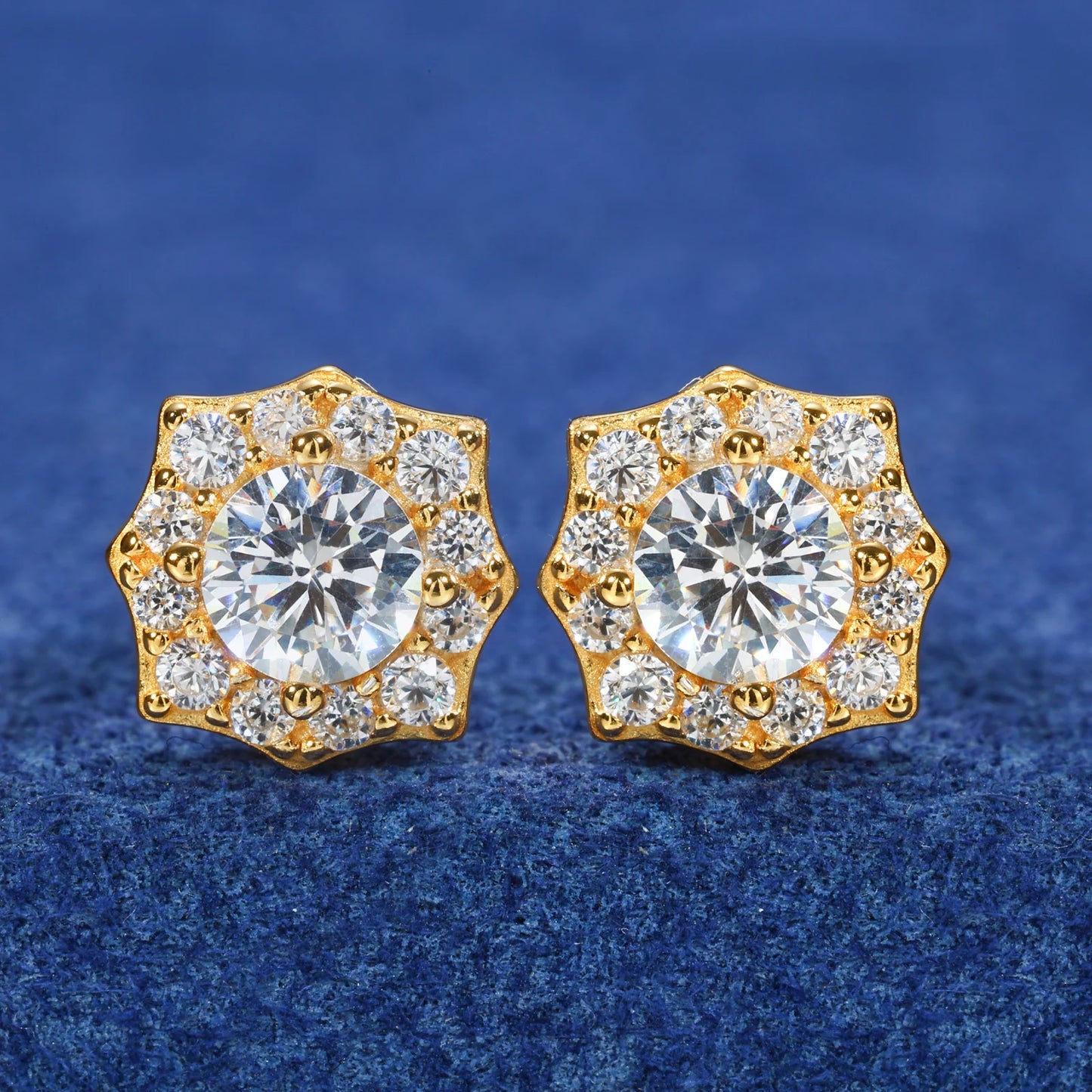 Eight point moissanite earrings