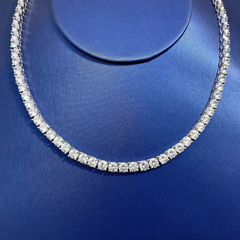 Moissanite Diamond Necklace – Trendy 100% Real Engagement Wedding Choker | 925 Sterling Silver Jewelry for Women & Men