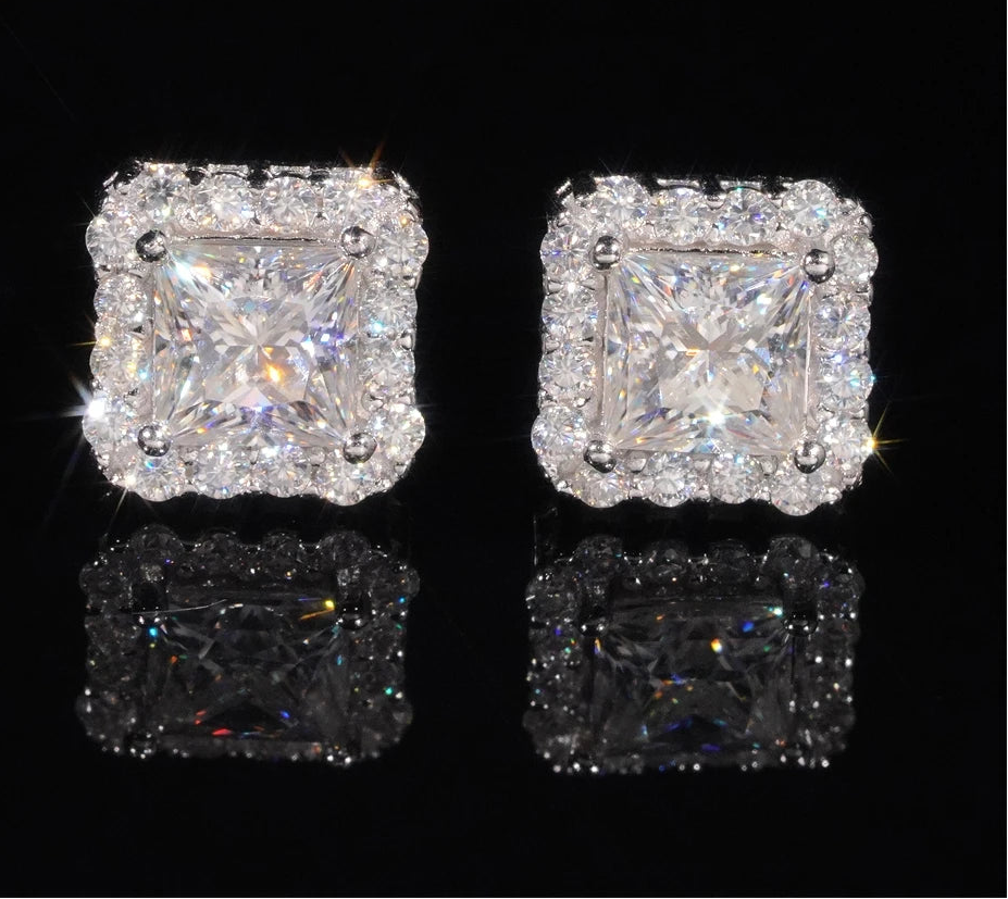 Princess cut earrings