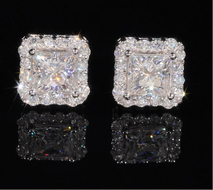 Princess cut earrings