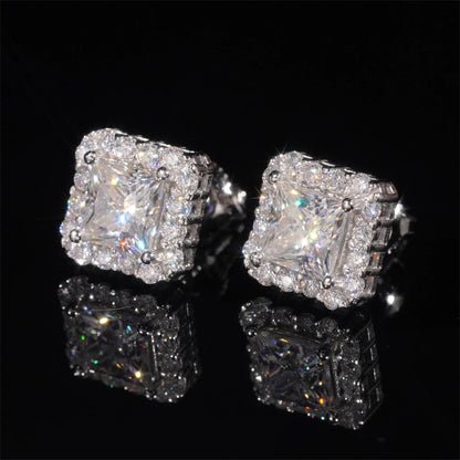 Princess cut earrings