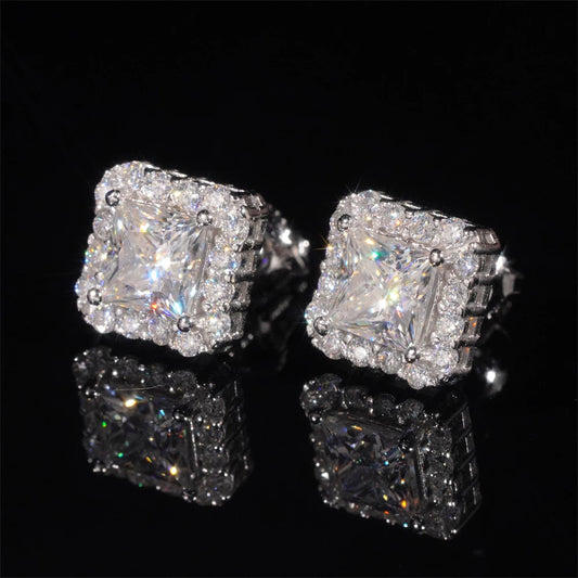 Princess cut earrings