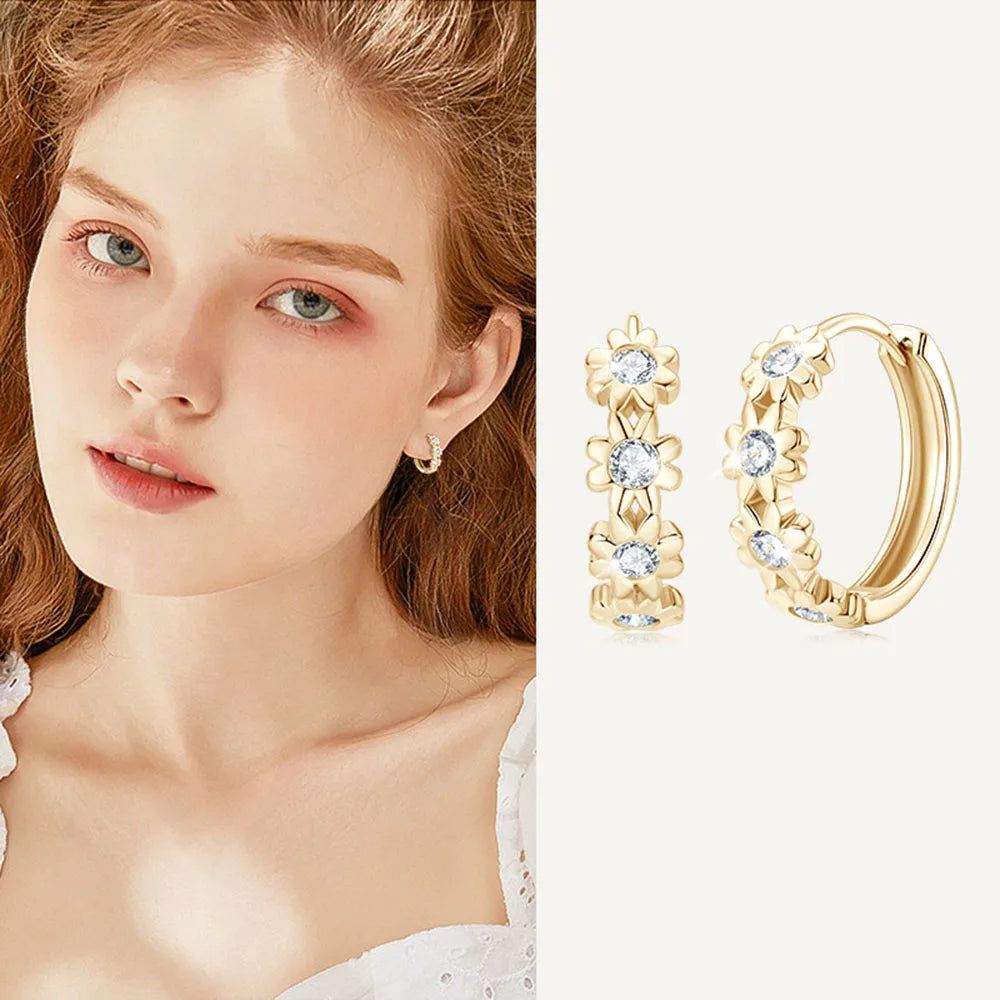 Moissanite Flower Hoop Earrings – GRA Certified Fine Jewelry Gifts | 925 Sterling Silver Earrings for Women