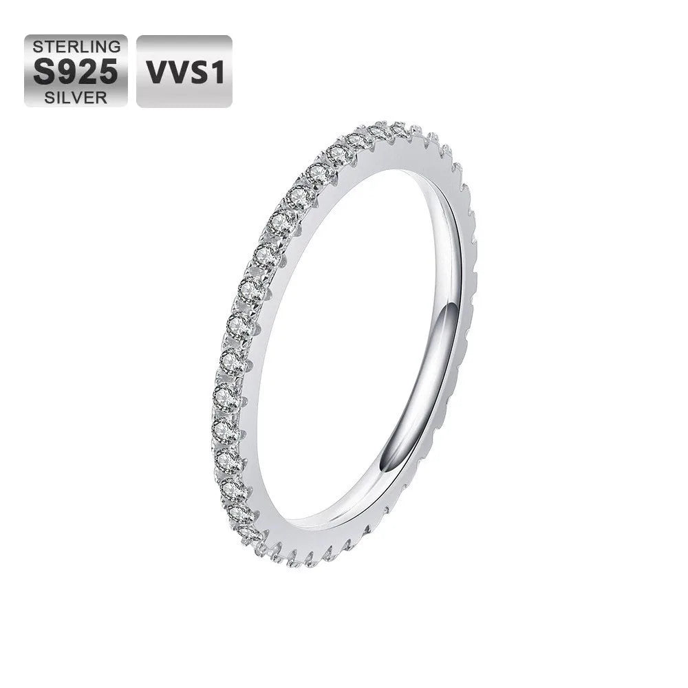 Moissanite Ring – 3 Rows Sparkling Hip Hop Design | 925 Sterling Silver Party Jewelry for Men & Women
