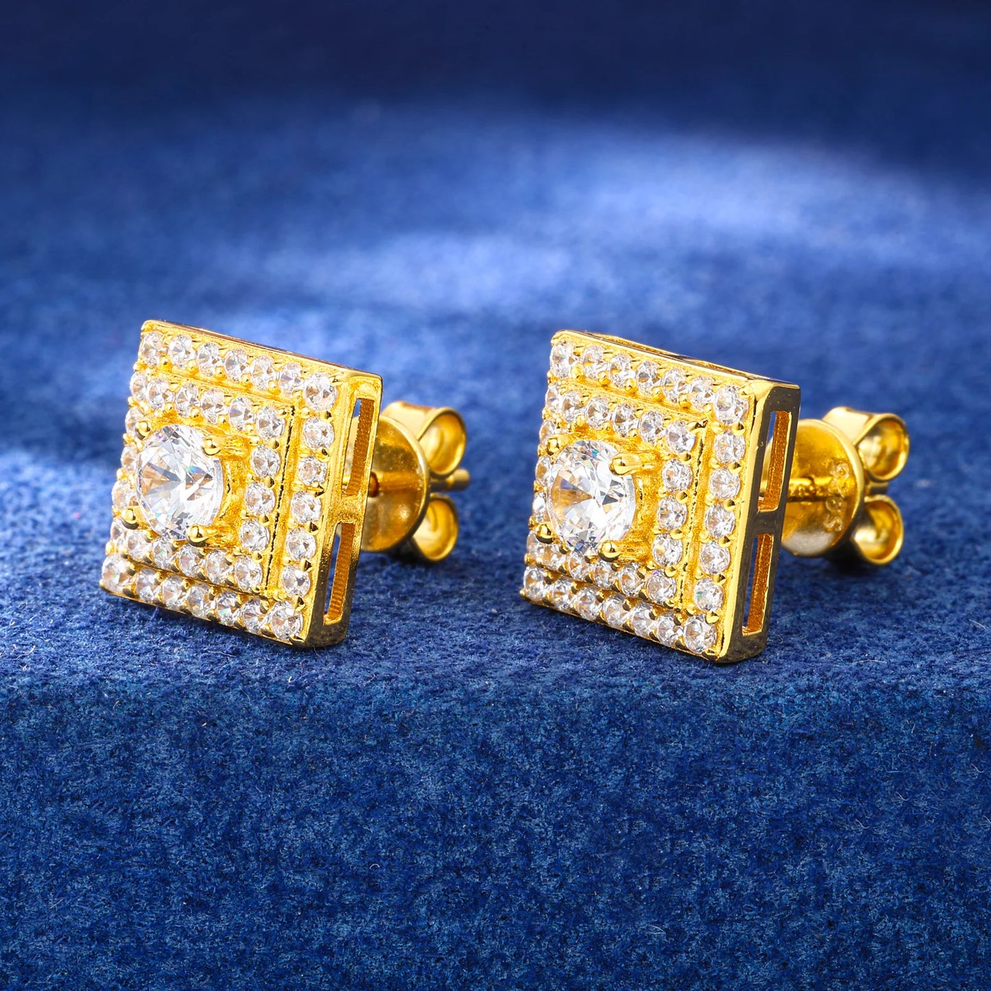 Square centerstud moissanite earrings