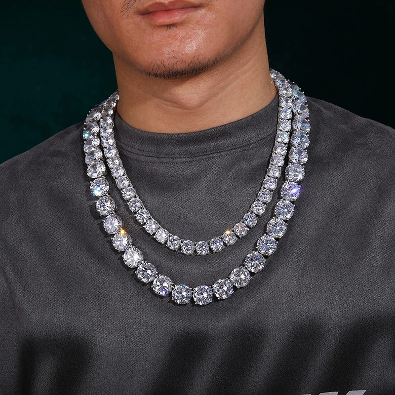 Moissanite Tennis Chain Necklace – 10mm VVS Iced Out | Luxury Hip Hop Jewelry for Men & Women