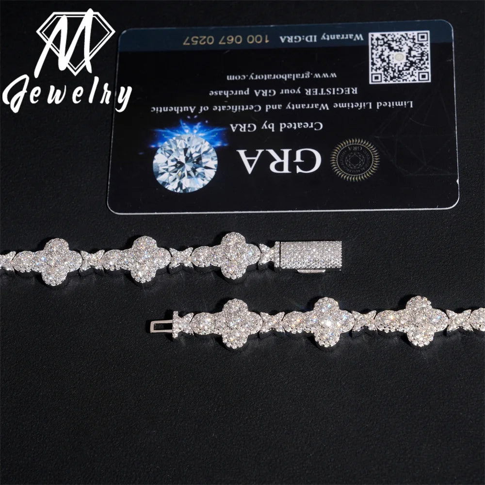Moissanite Cuban Bracelet – 13mm VVS Iced Out Chain | 925 Sterling Silver Hip Hop Pass Diamond Tester Jewelry