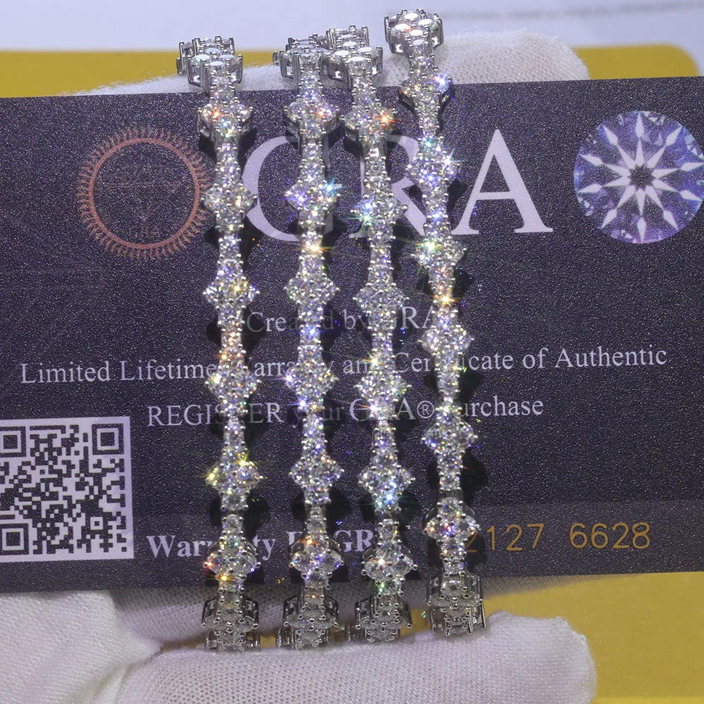Moissanite Tennis Bracelet – Iced Out VVS with Spring Buckle | 925 Sterling Silver Tennis Chain Jewelry for Men & Women