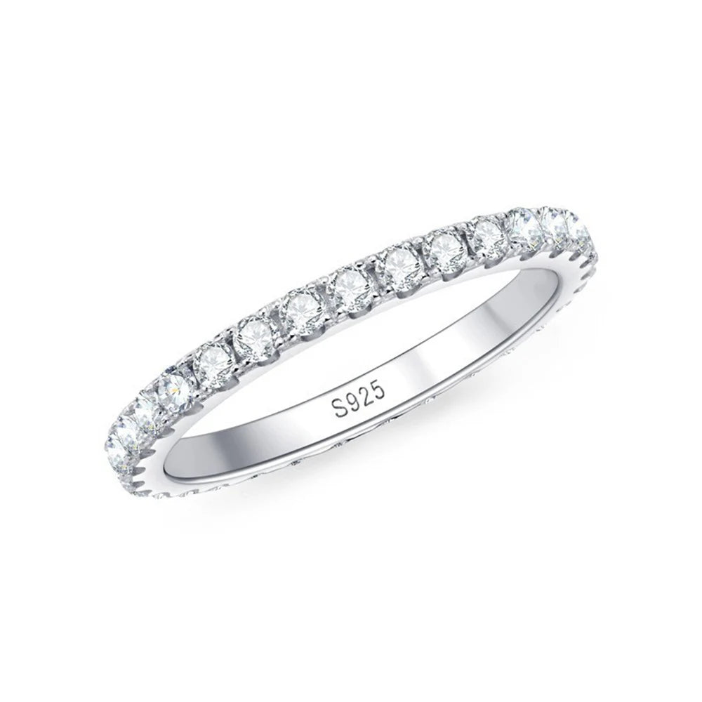 Moissanite Eternity Band Ring – D Color VVS Wedding & Engagement Ring | 925 Sterling Silver Solid Band for Women
