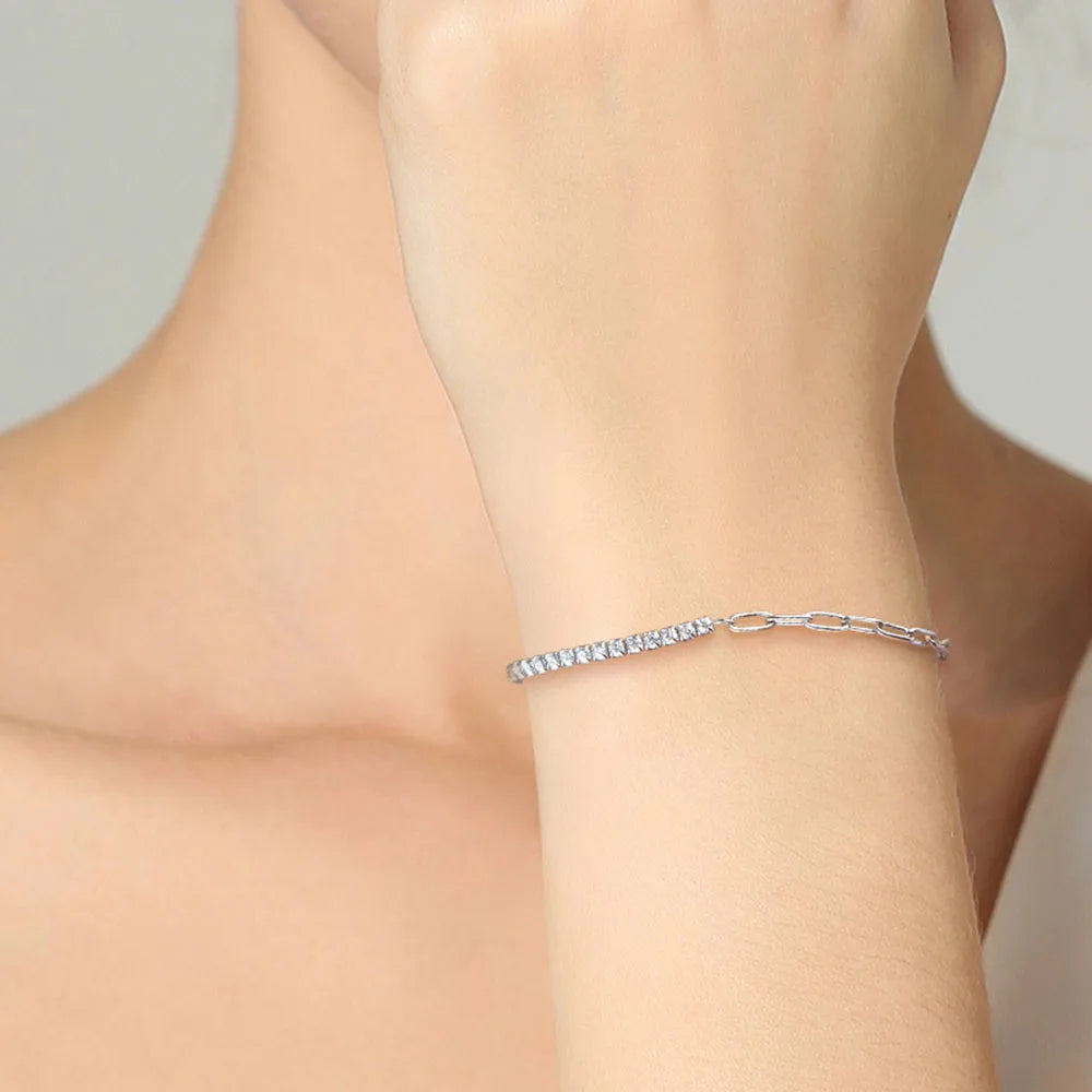 Moissanite Tennis Bracelet – 2mm D VVS1 Round Cut | 925 Sterling Silver Bracelet for Women, Men & Couples