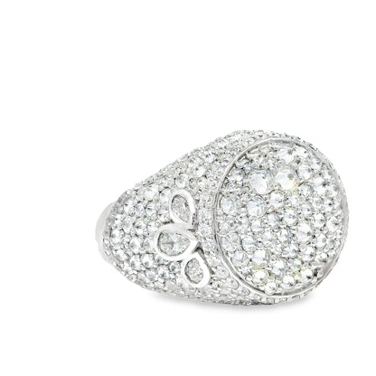 Upside down half clover moissanite ring