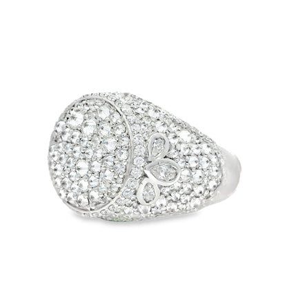 Upside down half clover moissanite ring